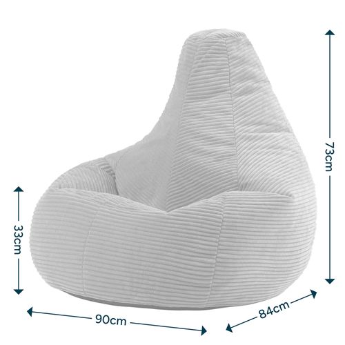 Pouf Poire Dalton Inclinable Velours Côtelé Orange Terracotta, Salon, Chambre, 90x84x73cm