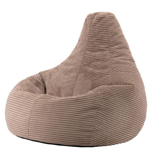 Pouf Poire Dalton Inclinable Velours Côtelé Brun Moka, Salon, Chambre, 90x84x73cm