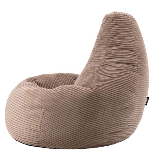 Pouf Poire Dalton Inclinable Velours Côtelé Brun Moka, Salon, Chambre, 90x84x73cm