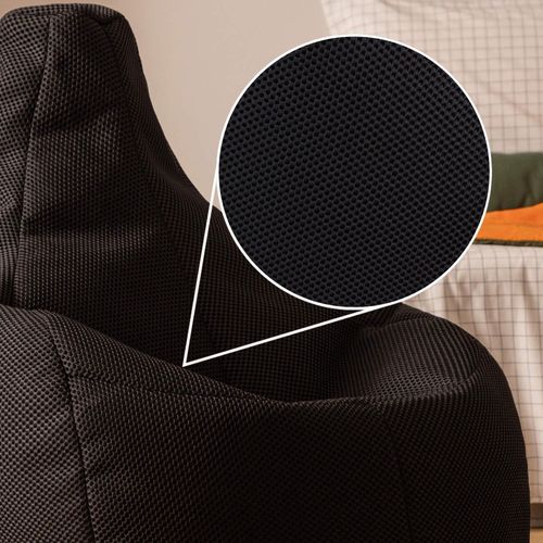 Pouf Poire Gamer à Dossier Incliné En Maille Mesh Tech Noir, Salon, Chambre, 90x84x73cm