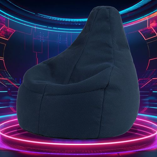 Pouf Poire Gamer à Dossier Incliné En Maille Mesh Tech Bleu Marine, Salon, Chambre, 90x84x73cm