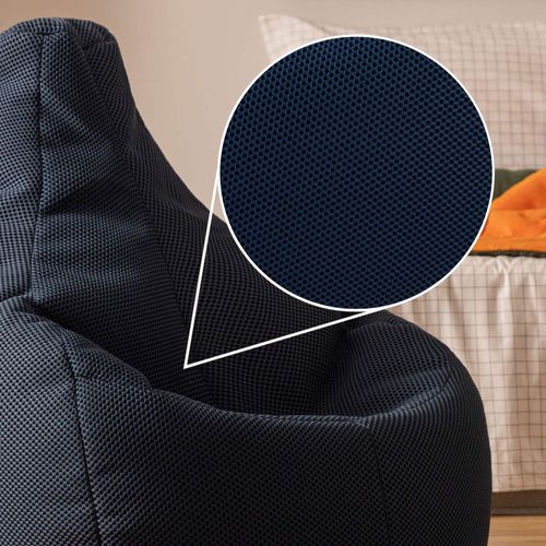 Pouf Poire Gamer à Dossier Incliné En Maille Mesh Tech Bleu Marine, Salon, Chambre, 90x84x73cm