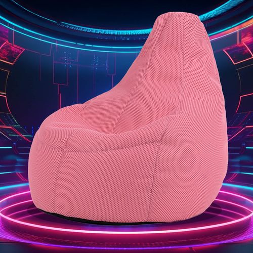 Pouf Poire Gamer à Dossier Incliné En Maille Mesh Tech Rose Clair, Salon, Chambre, 90x84x73cm