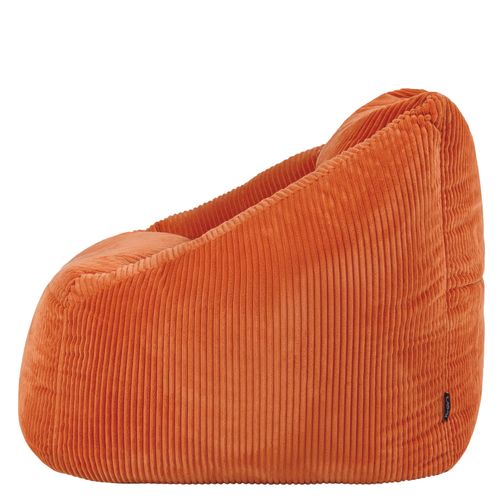 Pouf Fauteuil Poire Natalia Velours Côtelé Orange Terracotta, Salon Et Chambre, 97x84x73cm