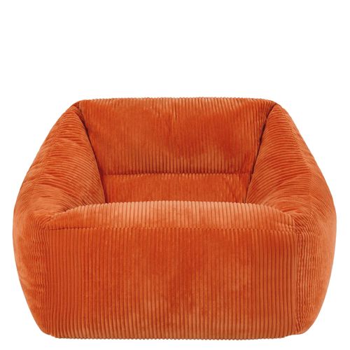 Pouf Fauteuil Poire Natalia Velours Côtelé Orange Terracotta, Salon Et Chambre, 97x84x73cm