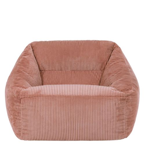 Pouf Fauteuil Poire Natalia Velours Côtelé Rose, Salon Et Chambre, 97x84x73cm