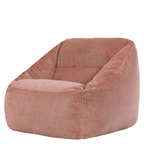 Pouf Fauteuil Poire Natalia Velours Côtelé Rose, Salon Et Chambre, 97x84x73cm