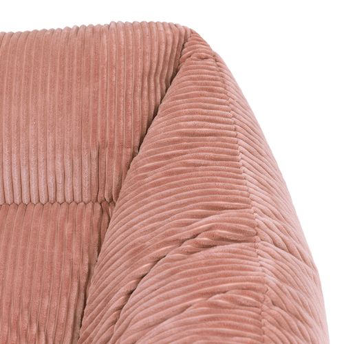 Pouf Fauteuil Poire Natalia Velours Côtelé Rose, Salon Et Chambre, 97x84x73cm
