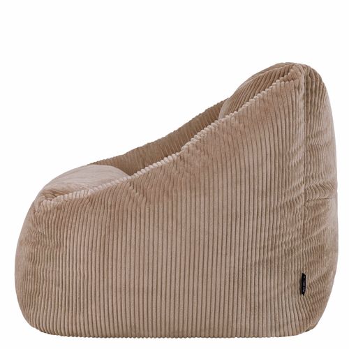 Pouf Fauteuil Poire Natalia Velours Côtelé Brun Moka, Salon Et Chambre, 97x84x73cm