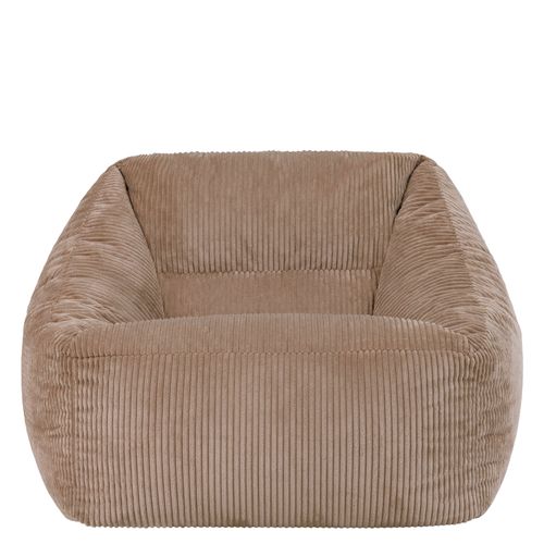 Pouf Fauteuil Poire Natalia Velours Côtelé Brun Moka, Salon Et Chambre, 97x84x73cm