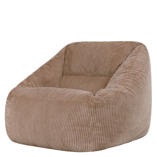 Pouf Fauteuil Poire Natalia Velours Côtelé Brun Moka, Salon Et Chambre, 97x84x73cm