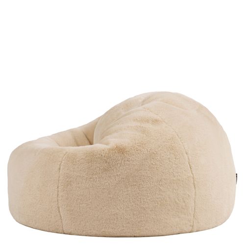Pouf Poire Icon Fausse Fourrure De Lapin Beige, Salon, Chambre, 85x85x50cm