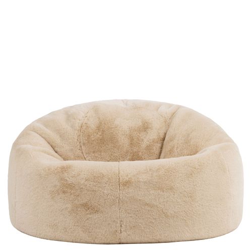 Pouf Poire Icon Fausse Fourrure De Lapin Beige, Salon, Chambre, 85x85x50cm
