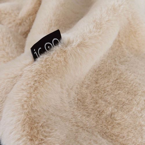 Pouf Poire Icon Fausse Fourrure De Lapin Beige, Salon, Chambre, 85x85x50cm