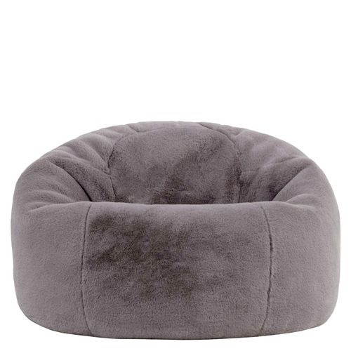 Pouf Poire Icon Fausse Fourrure De Lapin Gris Clair, Salon, Chambre, 85x85x50cm
