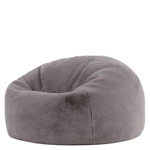 Pouf Poire Icon Fausse Fourrure De Lapin Gris Clair, Salon, Chambre, 85x85x50cm