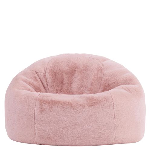 Pouf Poire Icon Fausse Fourrure De Lapin Rose, Salon, Chambre, 85x85x50cm