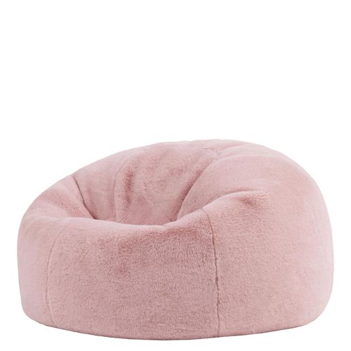 Pouf Poire Icon Fausse Fourrure De Lapin Rose, Salon, Chambre, 85x85x50cm