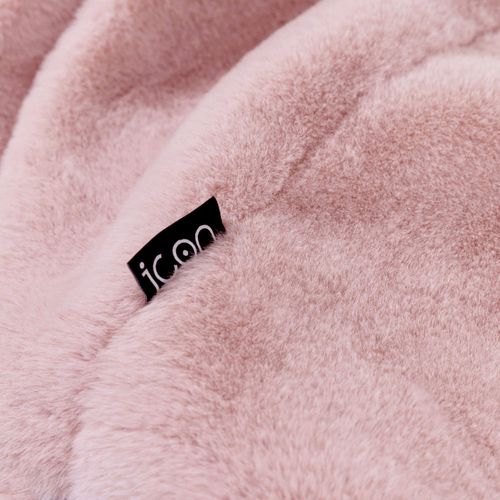 Pouf Poire Icon Fausse Fourrure De Lapin Rose, Salon, Chambre, 85x85x50cm