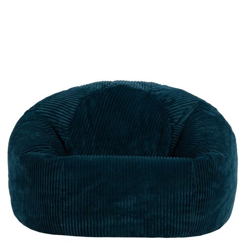 Pouf Classique Large XL Kingston En Velours Côtelé Bleu Canard 92x92x52cm
