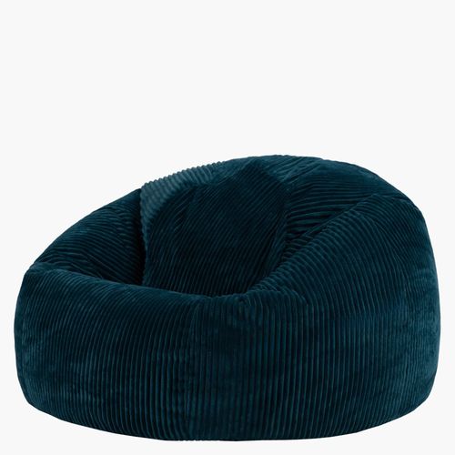 Pouf Classique Large XL Kingston En Velours Côtelé Bleu Canard 92x92x52cm