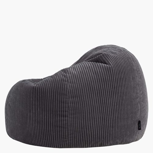 Pouf Classique Large XL Kingston En Velours Côtelé Gris Anthracite 92x92x52cm