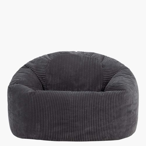 Pouf Classique Large XL Kingston En Velours Côtelé Gris Anthracite 92x92x52cm