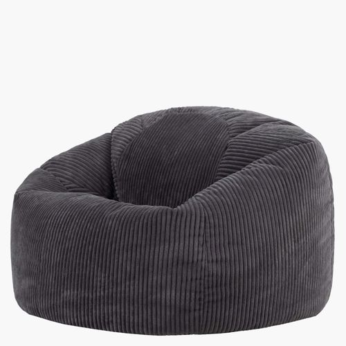 Pouf Classique Large XL Kingston En Velours Côtelé Gris Anthracite 92x92x52cm