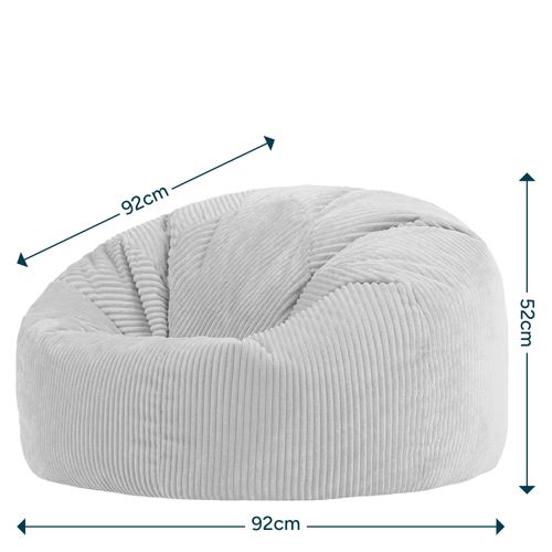 Pouf Classique Large XL Kingston En Velours Côtelé Gris Anthracite 92x92x52cm
