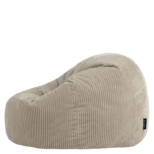 Pouf Classique Large XL Kingston En Velours Côtelé Beige 92x92x52cm