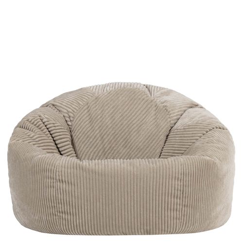 Pouf Classique Large XL Kingston En Velours Côtelé Beige 92x92x52cm