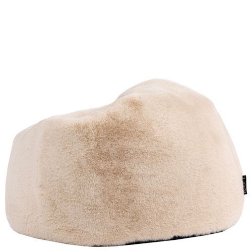 Pouf Poire Large Enfant Kingston Imitation Fourrure Luxueuse De Lapin, Beige 80x80x45cm