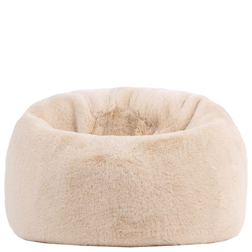Pouf Poire Large Enfant Kingston Imitation Fourrure Luxueuse De Lapin, Beige 80x80x45cm