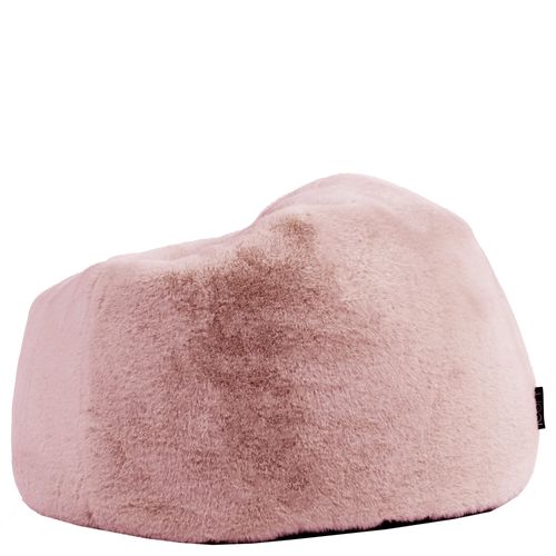 Pouf Poire Large Enfant Kingston Imitation Fourrure Luxueuse De Lapin, Rose 80x80x45cm