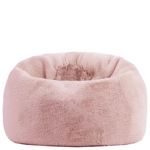 Pouf Poire Large Enfant Kingston Imitation Fourrure Luxueuse De Lapin, Rose 80x80x45cm