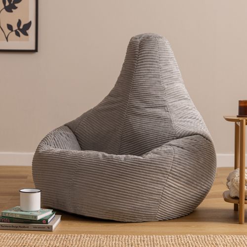 Poire Large XL Dalton Inclinable Velours Côtelé Gris Clair, Salon, Chambre, 94x92x85cm