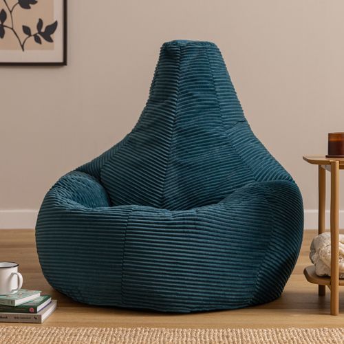 Poire Large XL Dalton Inclinable Velours Côtelé Bleu Canard, Salon, Chambre, 94x92x85cm