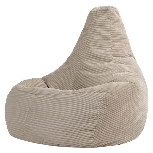Poire Large XL Dalton Inclinable Velours Côtelé Beige Galet, Salon, Chambre, 94x92x85cm