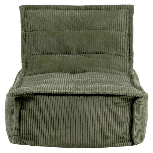 Pouf Chauffeuse Dolce En Velours Côtelé Vert Sauge 75 X 96 X 75 Cm