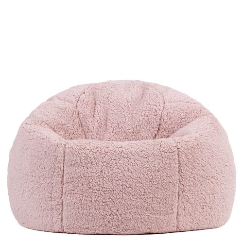 Pouf Poire Enfant Classique Large Kingston En Polaire Rose Clair 80x80x45cm