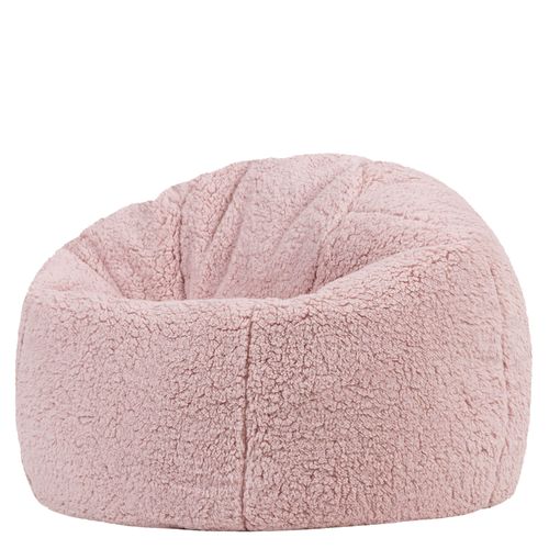 Pouf Poire Enfant Classique Large Kingston En Polaire Rose Clair 80x80x45cm