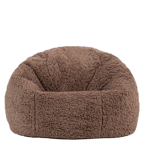 Pouf Poire Enfant Classique Large Kingston En Polaire Brun Moka 80x80x45cm