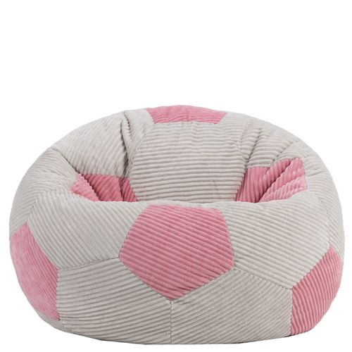 Pouf Poire Enfant Classique Large Kingston En Velours Côtelé Imprimé Football, Rose 76x76x48cm