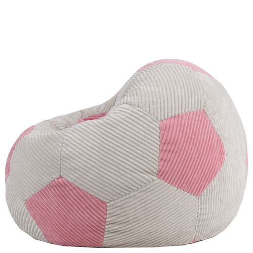 Pouf Poire Enfant Classique Large Kingston En Velours Côtelé Imprimé Football, Rose 76x76x48cm
