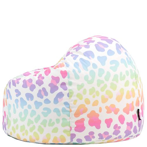 Pouf Poire Enfant Classique Large Kingston Int/Ext à Imprimé Léopard Arc En Ciel 80x80x45cm