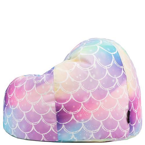 Pouf Poire Enfant Classique Large Kingston Int/Ext à Imprimé Sirène, Rose, Bleu, Violet 80x80x45cm