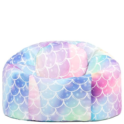 Pouf Poire Enfant Classique Large Kingston Int/Ext à Imprimé Sirène, Rose, Bleu, Violet 80x80x45cm