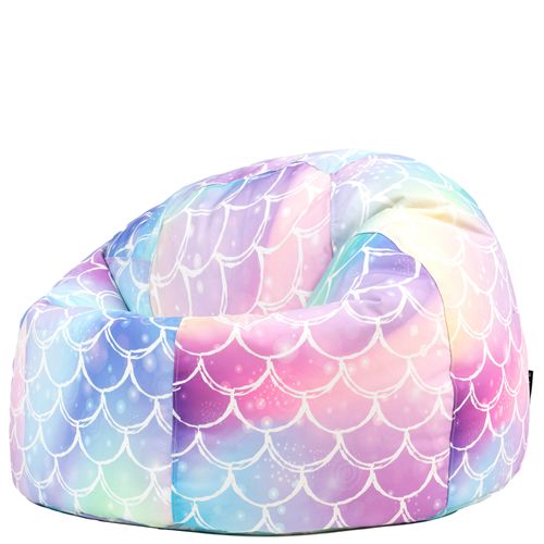 Pouf Poire Enfant Classique Large Kingston Int/Ext à Imprimé Sirène, Rose, Bleu, Violet 80x80x45cm