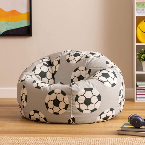 Pouf Poire Enfant Classique Large Kingston Intérieur Extérieur à Imprimé Football 80x80x45cm