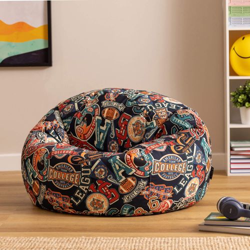 Pouf Poire Enfant Classique Large Kingston Intérieur Extérieur à Imprimé Sport Américain 80x80x45cm